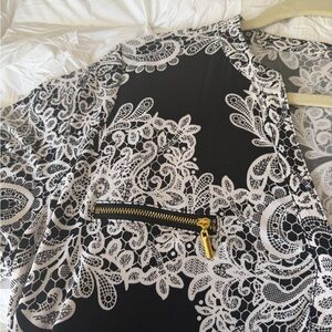 INC International Concepts Black and White Lace Blouse